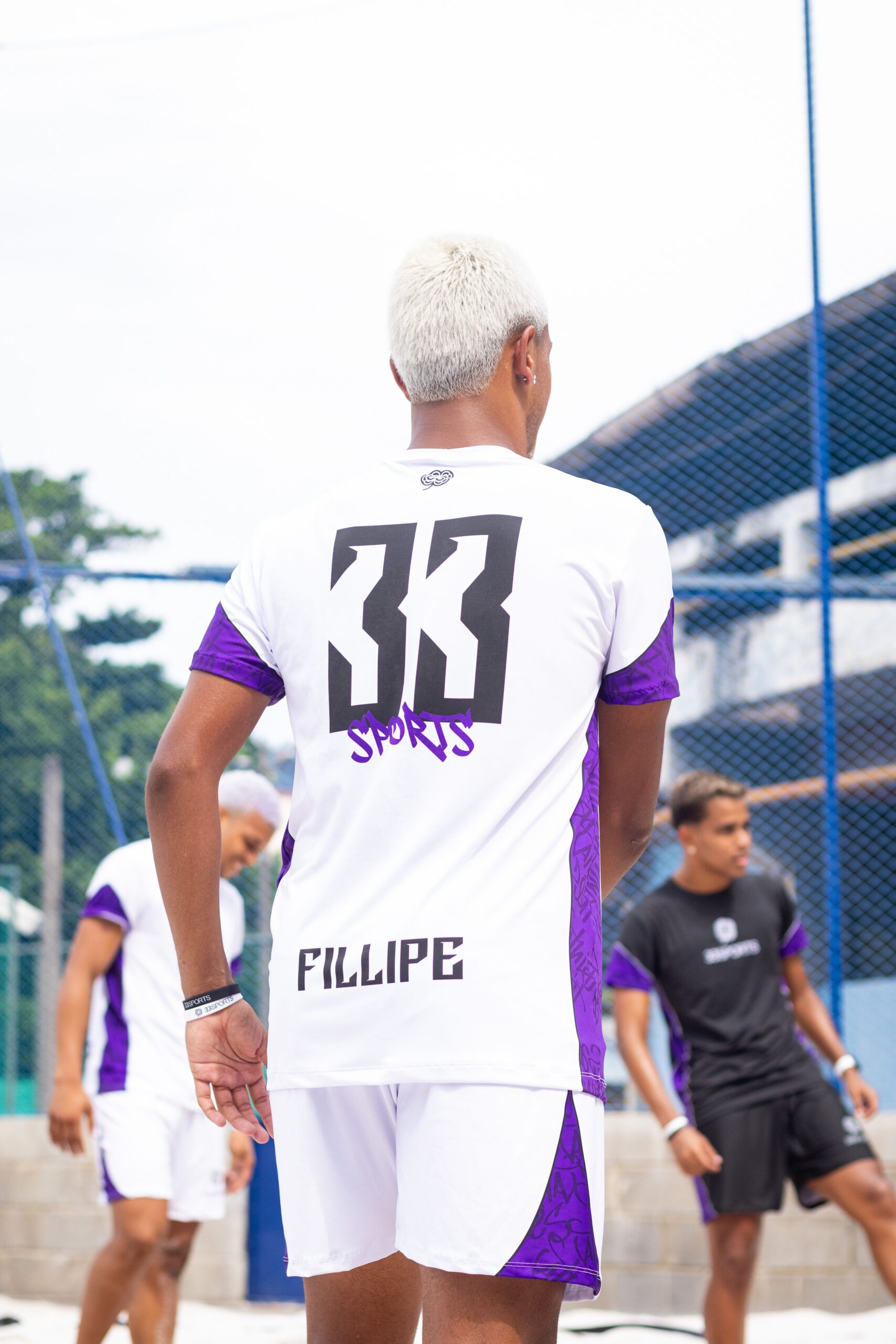 Kit Camisa+Short Masculino Branco com Roxo - Imagem 4