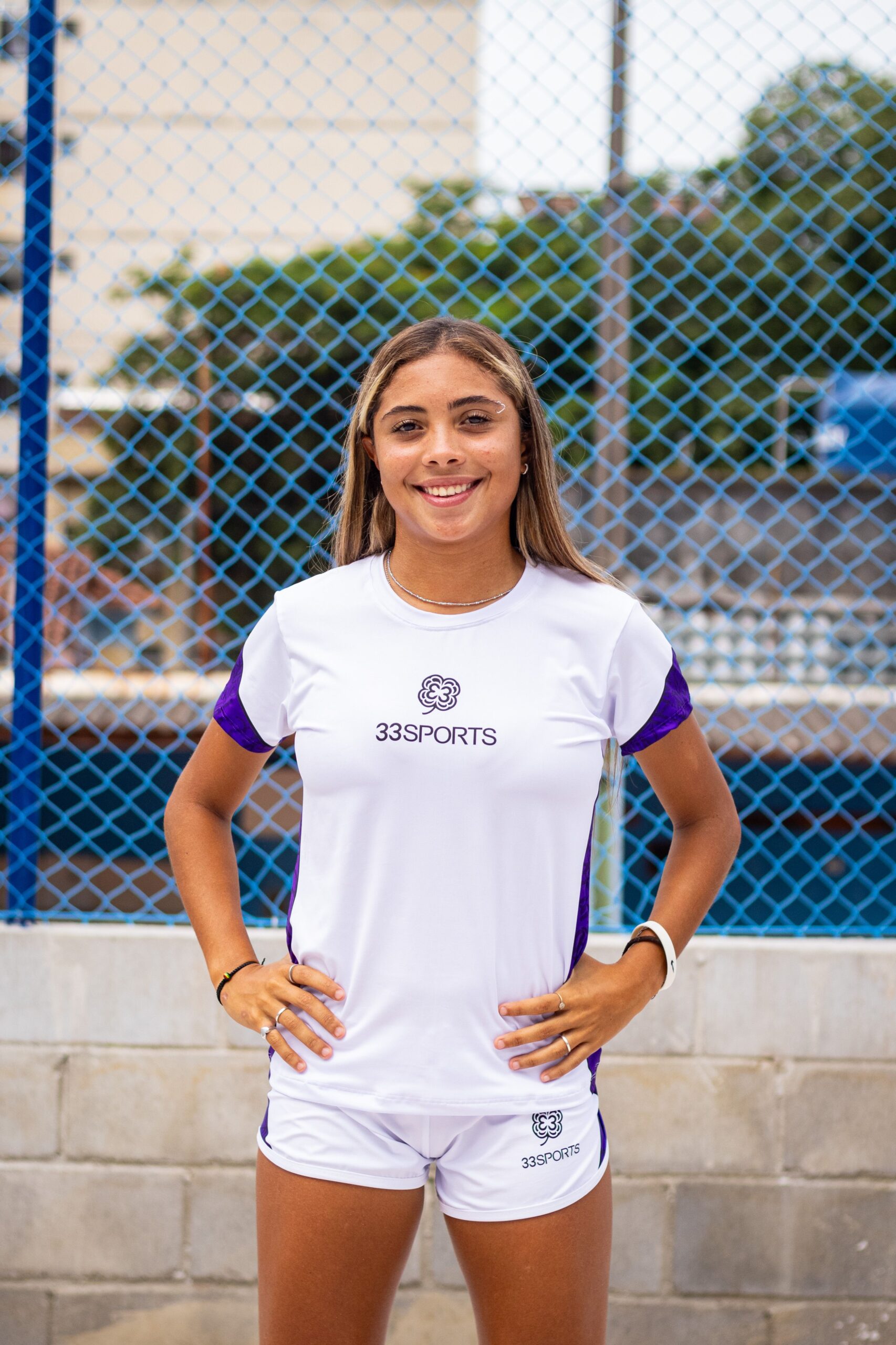 Kit Camisa+Short Feminino Branco com Roxo - Imagem 3