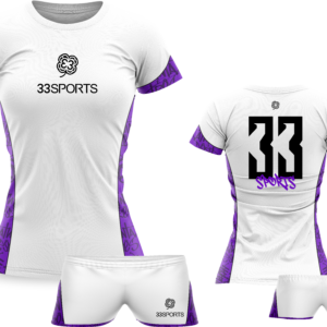 Kit Camisa+Short Feminino Branco com Roxo