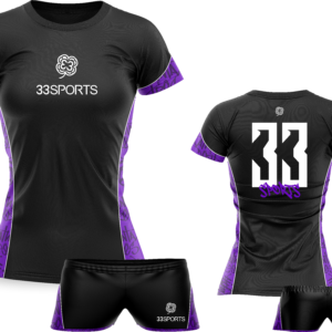 Kit Camisa+Short Feminino Preto com Roxo