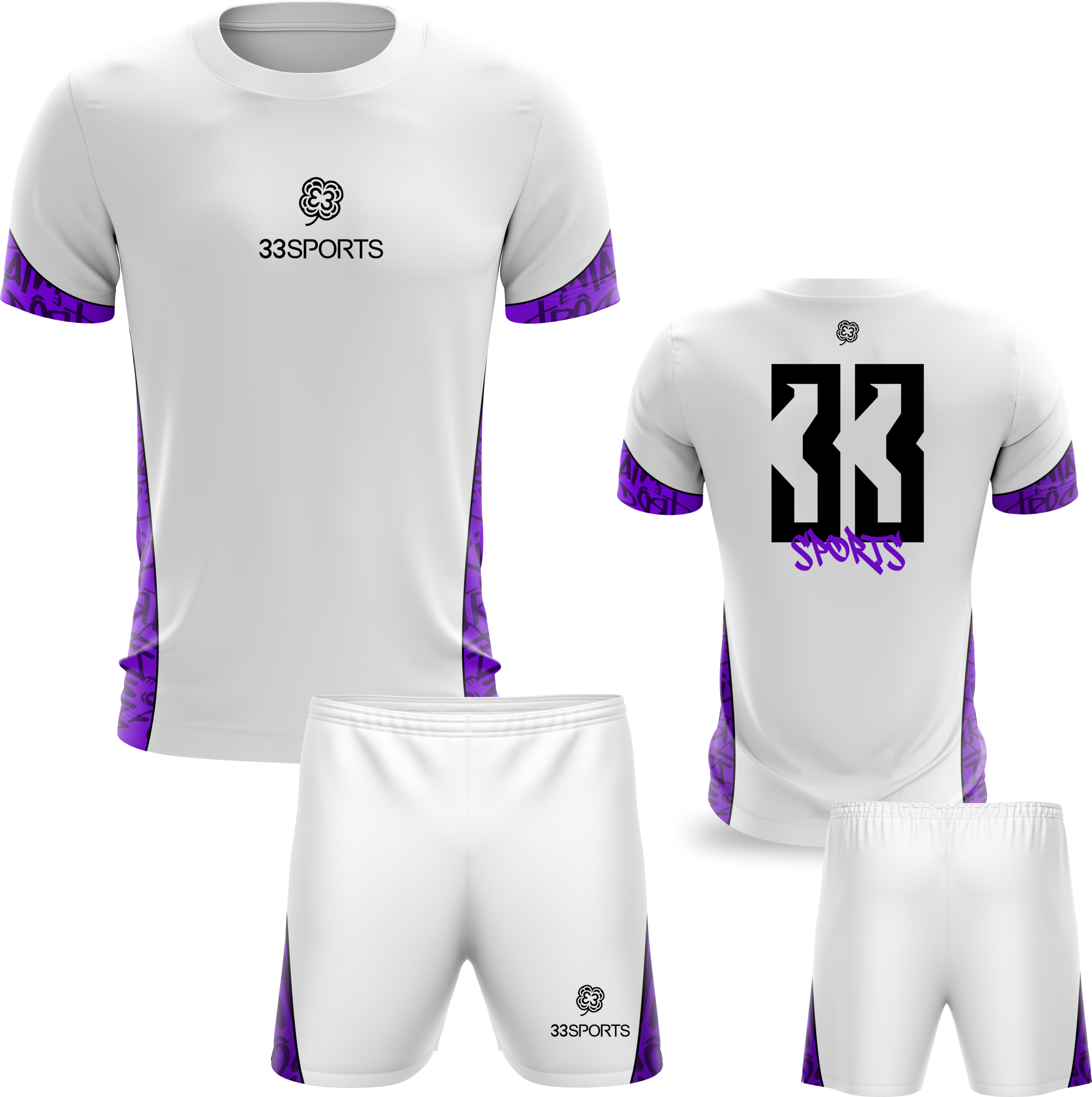 Kit Camisa+Short Masculino Branco com Roxo